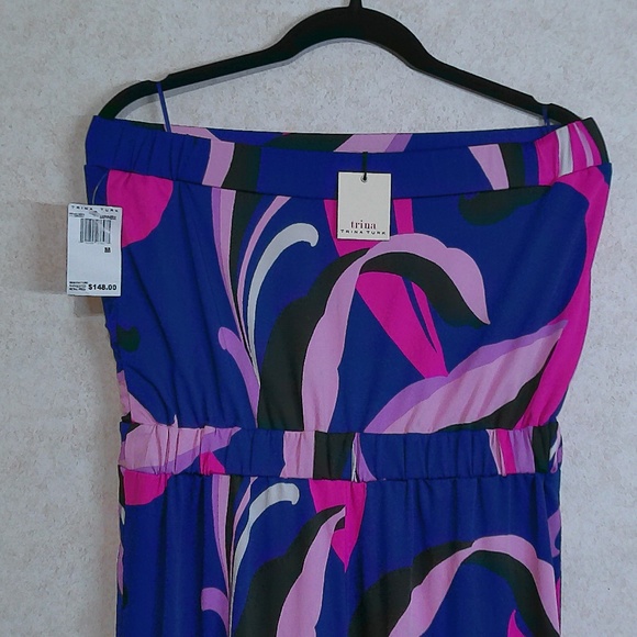 NWT Trina Terk Jump Suit Abstract Pattern Blue Black Pink Purple Size Medium - Picture 9 of 15